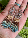 Desert Dweller “Road Runner” hand cast Sterling Silver beaded Earrings
