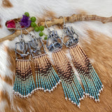 Desert Dweller “Road Runner” hand cast Sterling Silver beaded Earrings