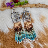 Desert Dweller “Road Runner” hand cast Sterling Silver beaded Earrings