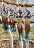 Desert Dweller “Road Runner” hand cast Sterling Silver beaded Earrings