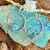 Succulents and sky blue amazonite hoop Earrings