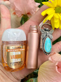 Rose Gold Butterfly & Turquoise Elixir Hand sanitizer "PROTECTOR" Glass bottle