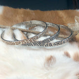 Animal Print Bangle Sterling Silver Bangle Bracelet