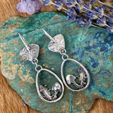 Woodland Mushrooms and Kingman Turquoise hand cast Sterling Silver Earrings