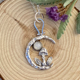 Moon Scape ~Mushroom and Moonstone under the Moon sterling silver necklace