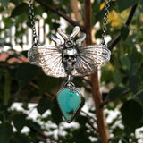 Moth and Skull Turquoise Necklace