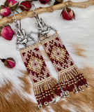 Desert Dweller Saguaro Cactus & Roadrunner hand cast Sterling Silver beaded Earrings