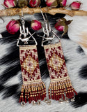 Desert Dweller Saguaro Cactus & Roadrunner hand cast Sterling Silver beaded Earrings