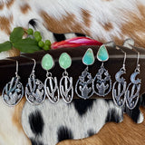 Desert Dweller Turquoise Cactus Scene hand cast Sterling Silver Earrings