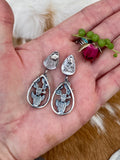 Desert Dweller Turquoise Cactus Scene hand cast Sterling Silver Earrings