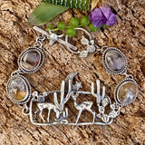 Desert Moonlight Deer Montana Agate sterling silver bracelet