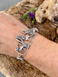 Desert Moonlight Deer Montana Agate sterling silver bracelet