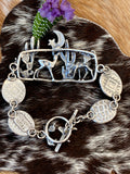 Desert Moonlight Deer Montana Agate sterling silver bracelet