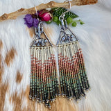 Desert Dweller "Camoflage Bear” hand cast Sterling Silver beaded Earrings