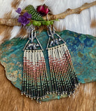 Desert Dweller "Camoflage Bear” hand cast Sterling Silver beaded Earrings