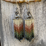 Desert Dweller "Camoflage Bear” hand cast Sterling Silver beaded Earrings