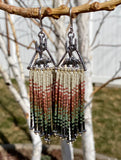 Desert Dweller "Camoflage Bear” hand cast Sterling Silver beaded Earrings