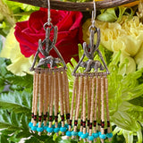 Desert Dweller "Sunflower Bear” hand cast Sterling Silver beaded Earrings