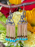 Desert Dweller "Sunflower Bear” hand cast Sterling Silver beaded Earrings