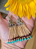 Desert Dweller "Sunflower Bear” hand cast Sterling Silver beaded Earrings