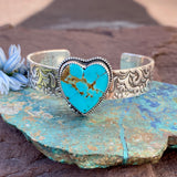 Wild Heart Floral Boho sterling silver cuff