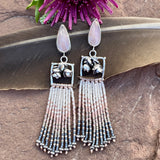 Desert Dweller “Lilac Chalcedony & Succulents” hand cast Sterling Silver beaded Earrings