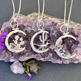 Moon Scape ~ Blooming Desert Cactus sterling silver necklace