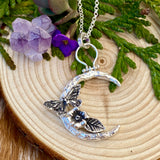 Moon Scape ~ Butterfly and flora sterling silver necklace