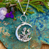 Moon Scape ~ Blooming Desert Cactus sterling silver necklace