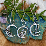 Moon Scape ~ Blooming Desert Cactus sterling silver necklace