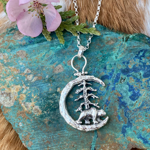 Moon Scape ~ This is Bear Country sterling silver necklace