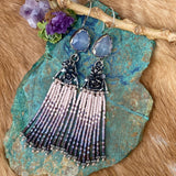 Desert Dweller “Lilac Chalcedony & Succulents” hand cast Sterling Silver beaded Earrings