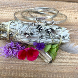 Succulent Blossom hammered sterling silver bangle bracelet