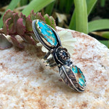 Turquoise flower Sterling Silver ring in a size 7 US