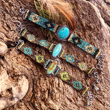 Rustic Southwest seed bead and Turquoise Bracelet