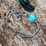 Made to order You have my Heart Turquoise and succulent hand stamped chain sterling silver bracelet