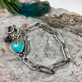 Made to order You have my Heart Turquoise and succulent hand stamped chain sterling silver bracelet