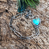 Made to order You have my Heart Turquoise and succulent hand stamped chain sterling silver bracelet