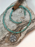 kingman turquoise and wildflower Blossom hand cast Necklace