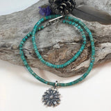 kingman turquoise and wildflower Blossom hand cast Necklace