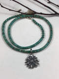 kingman turquoise and wildflower Blossom hand cast Necklace