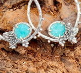 Succulents and sky blue amazonite hoop Earrings