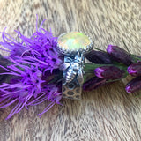 Bee & Ethiopian rose cut Opal II Sterling Silver Ring Size 7.0 US