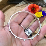 Hobnail Rustic Hammered Bangle Sterling Silver Bracelet