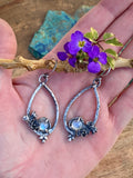 Succulent & Moonstone teardrop hoop Earrings