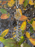 Autumn leave and six point star Rulite gem sterling silver necklace