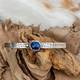 Deep blue Sapphire and gold snakeskin cuffs