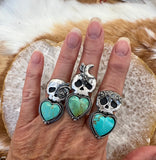Ghouls night out - Skeleton and Moon Hand carved and cast pendant or ring