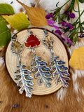 Autumn leave and six point star Rulite gem sterling silver necklace