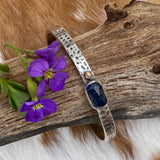 Deep blue Sapphire and gold snakeskin cuffs